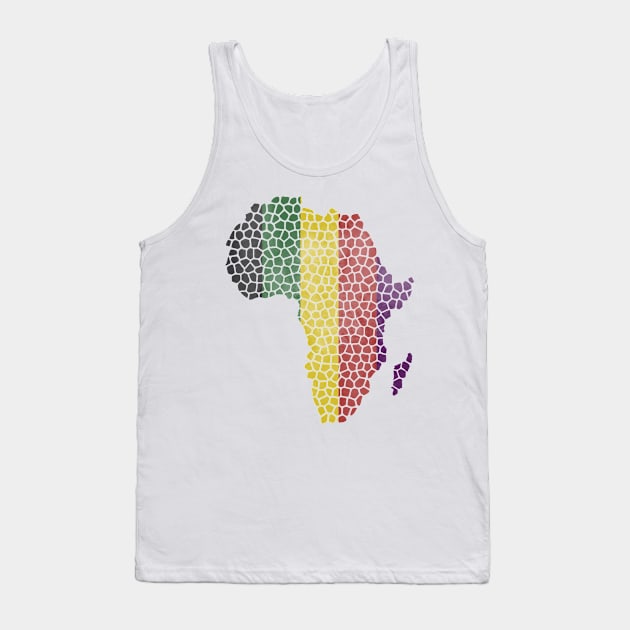 Africa Map (Stripes) Mosaic Tank Top by John Uttley